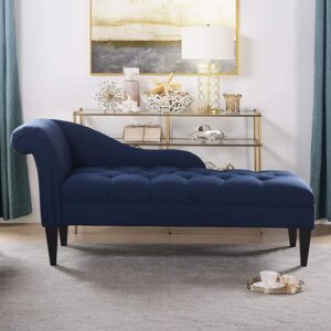Divan Chaise Lounge Couch Bench for Living Room with Wooden Legs (Standard, Blue)