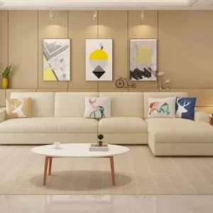Modern Luxury Office Sofa Set with Cotton Linen Fabric