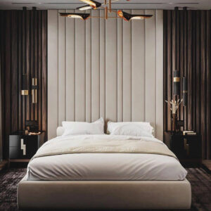 Uphostered Lined WallPanel Bed